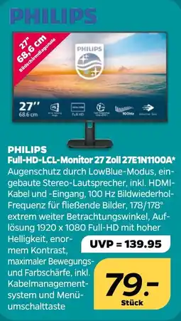NETTO PHILIPS Full-HD-LCL-Monitor 27 Zoll 27E1N1100A Angebot