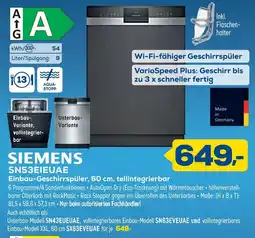 Euronics SIEMENS SN53EIEUAE Einbau-Geschirrspüler, 60 cm, teilintegrierbar Angebot