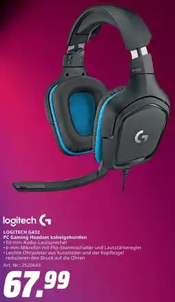 MediaMarkt LOGITECH G432 PC Gaming Headset kabelgebunden Angebot