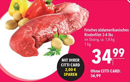 CITTI Markt Frisches südamerikanisches Rinderfilet 3-4 lbs Angebot