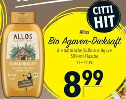 CITTI Markt Allos Bio Agaven-Dicksaft Angebot