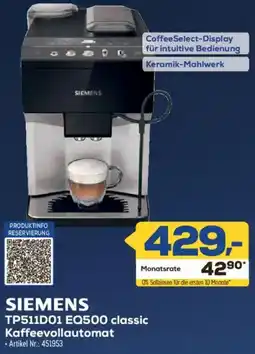 Euronics Berlet SIEMENS TP511D01 EQ500 classic Kaffeevollautomat Angebot