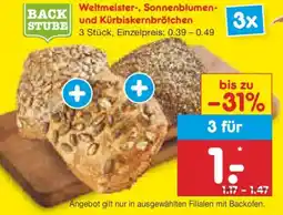 Netto Marken-Discount BACK STUBE Weltmeister-, Sonnenblumen- und Kürbiskernbrötchen Angebot