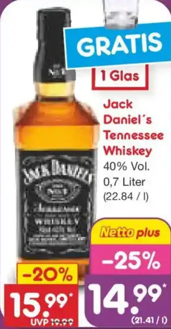 Netto Marken-Discount Jack Daniel's Tennessee Whiskey Angebot