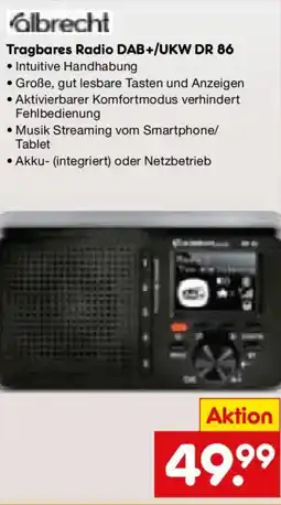 Netto Marken-Discount albrecht Tragbares Radio DAB+/UKW DR 86 Angebot