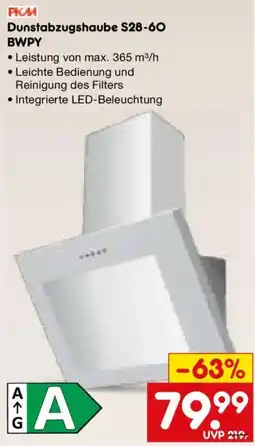 Netto Marken-Discount PKM Dunstabzugshaube $28-60 BWPY Angebot