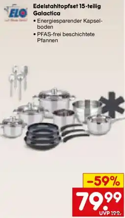 Netto Marken-Discount ELO Edelstahltopfset 15-teilig ELO Galactica Angebot