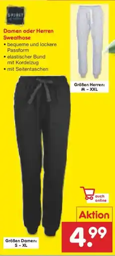 Netto Marken-Discount SPIRIT Damen oder Herren Sweathose Angebot