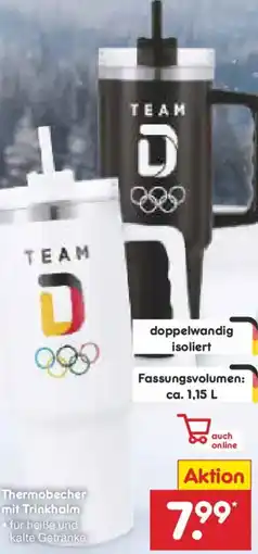 Netto Marken-Discount Thermobecher mit Trinkhalm TEAM Angebot