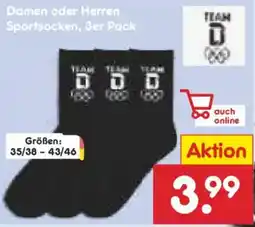 Netto Marken-Discount Damen oder Herren Sportsocken, 3er Pack TEAM Angebot
