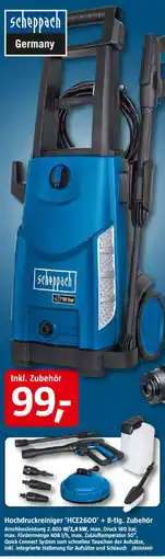 Bauhaus Scheppach Hochdruckreiniger 'HCE2600' + 8-tlg. Zubehör Angebot