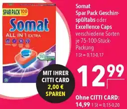 CITTI Markt Somat Spar Pack Geschirrspültabs oder Excellence Caps Angebot