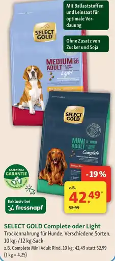Fressnapf SELECT GOLD Complete oder Light Angebot