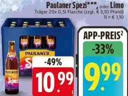 Edeka Paulaner Spezi oder Limo Angebot