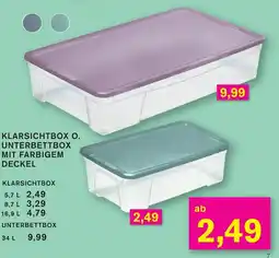 KODi KLARSICHTBOX O. UNTERBETTBOX MIT FARBIGEM DECKEL Angebot