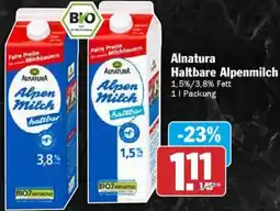 AEZ Alnatura Haltbare Alpenmilch Angebot