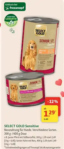 Fressnapf Select gold junior sensitive pferd mit süßkartoffel Angebot