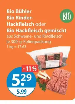 V Markt Bio bühler bio rinder-hackfleisch oder bio hackfleisch gemischt Angebot