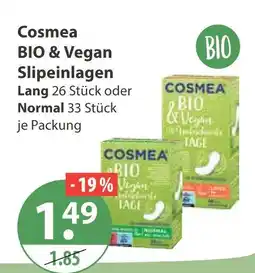 V Markt Cosmea bio & vegan slipeinlagen lang oder normal Angebot