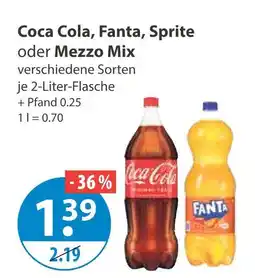 V Markt Coca cola, fanta, sprite oder mezzo mix Angebot