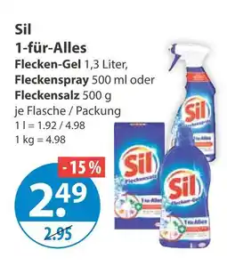 V Markt Sil 1-für-alles flecken-gel 1,3 liter, fleckenspray 500 ml Angebot