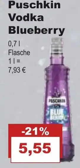 Bilgro Puschkin Vodka Blueberry 0,7L Angebot