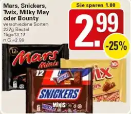 WEZ Mars, Snickers, Twix, Milky May oder Bounty Angebot