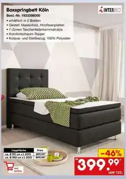 Netto Marken-Discount Boxspringbett Köln Angebot
