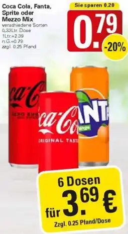 WEZ Coca Cola, Fanta, Sprite oder Mezzo Mix Angebot