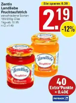 WEZ Zentis Landliebe Fruchtaufstrich Angebot