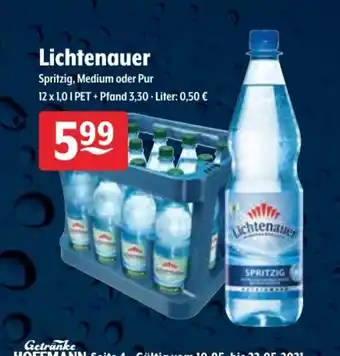 Getränke Hoffmann Lichtenauer Spritzig, Medium oder Pur 12x1L Angebot