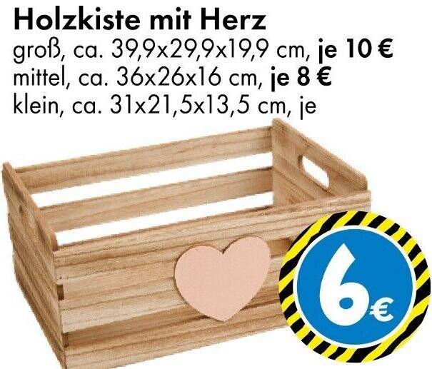 Holzkiste mit Herz Angebot bei TEDi