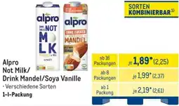 METRO Alpro Not Milk/ Drink Mandel/Soya Vanille Angebot