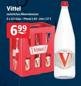 Getränke Hoffmann Vittel natürliches Mineralwasser 6 x 1L Angebot