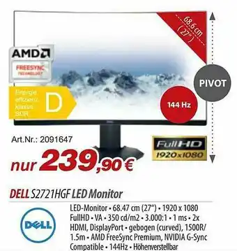 ACom PC Dell S2721hgf Led Monitor Angebot