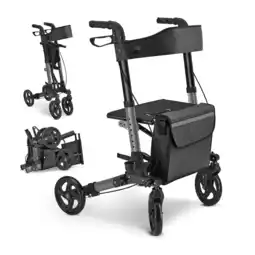 Netto Marken-Discount Juskys Rollator Vital faltbar, leicht & höhenverstellbar aus Aluminium bis 130 kg mit Sitz Schwarz Angebot