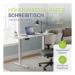 Netto Marken-Discount Juskys Höhenverstellbarer Schreibtisch Office Stand 140x60cm - elektrisch, Memory-Funktion - Weiß Angebot