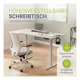 Netto Marken-Discount Juskys Höhenverstellbarer Schreibtisch Office Stand 160x75cm - elektrisch, Memory-Funktion - Weiß Angebot