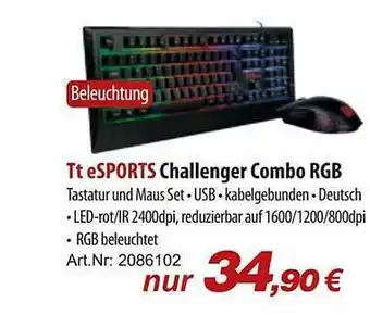 ACom PC Tt Esports Challenger Combo Rgb Tastatur Und Maus Set Angebot