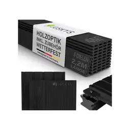 Netto Marken-Discount Juskys WPC Terrassendielen 2 m² – 220 cm Dielen, wetterfest inkl. Unterkonstruktion – Anthrazit Angebot