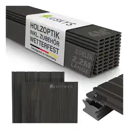 Netto Marken-Discount Juskys WPC Terrassendielen 4 m² – 220 cm Dielen, wetterfest inkl. Unterkonstruktion – Grau Angebot