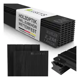 Netto Marken-Discount Juskys WPC Terrassendielen 6 m² – 220 cm Dielen, wetterfest inkl. Unterkonstruktion – Anthrazit Angebot