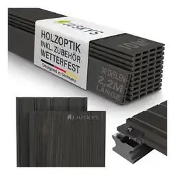 Netto Marken-Discount Juskys WPC Terrassendielen 10 m² – 220 cm Dielen, wetterfest inkl. Unterkonstruktion – Grau Angebot