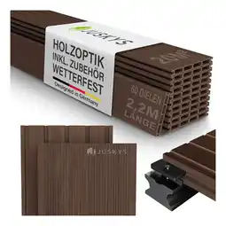 Netto Marken-Discount Juskys WPC Terrassendielen 20 m² – 220 cm Dielen, wetterfest inkl. Unterkonstruktion – Braun Angebot