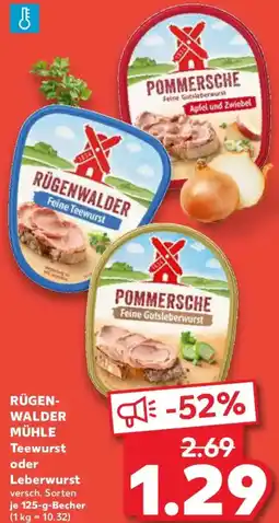 Kaufland RÜGENWALDER MÜHLE Teewurst oder Leberwurst Angebot