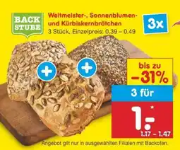 Netto Marken-Discount Weltmeister-, Sonnenblumen- und Kürbiskernbrötchen Angebot