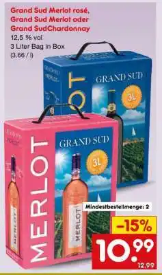 Netto Marken-Discount Grand Sud Merlot rosé, Grand Sud Merlot oder Grand Sud Chardonnay Angebot