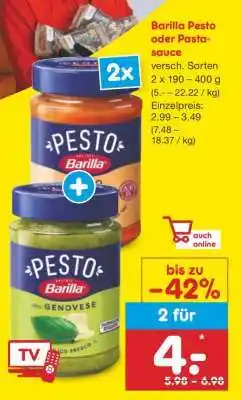 Netto Marken-Discount Barilla Pesto oder Pasta-Sauce Angebot