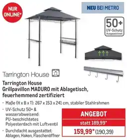 METRO Tarrington House Grillpavillon MADURO mit Ablagetisch, feuerhemmend zertifiziert Angebot