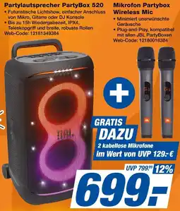 Expert JBL Partylautsprecher PartyBox 520 oder Mikrofon Partybox Wireless Mic Angebot